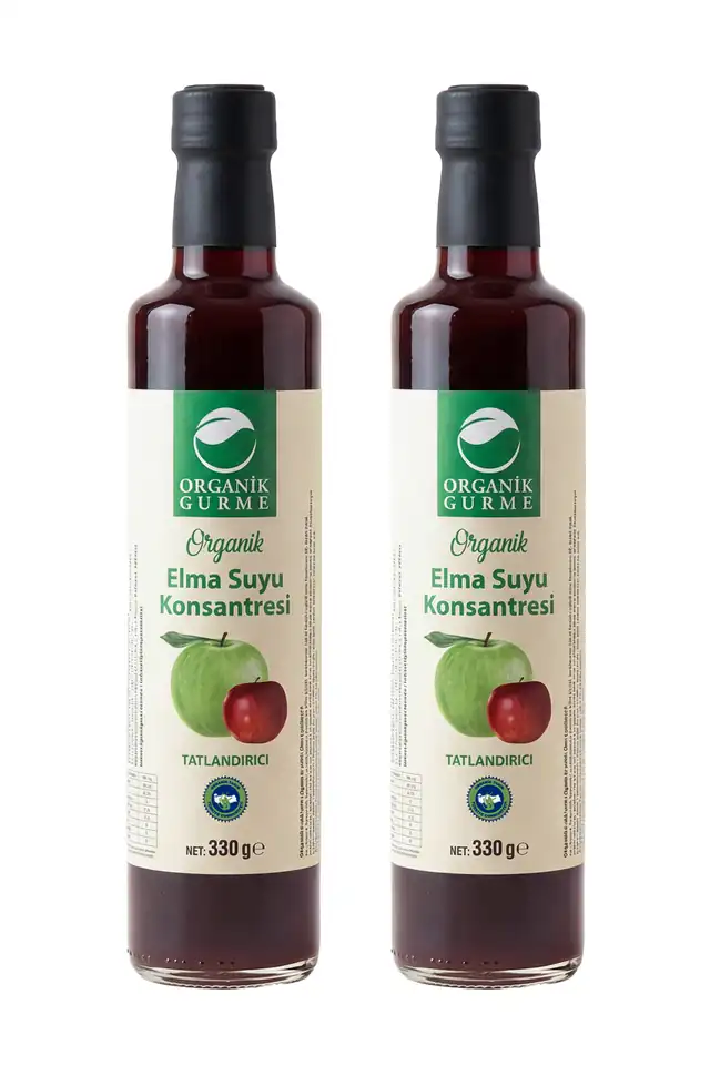 2'li Organik Elma Suyu Konsantresi 330 gr (Pestisit Analizli)